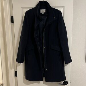 Cole Haan Women's Dark Navy Wool Trench Coat